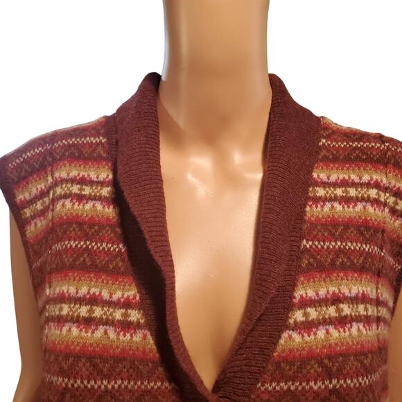 Woolrich Size 2XL Vest 100% Lambs Wool Button Red Fair Isle Collar Malbringo - Picture 3 of 9